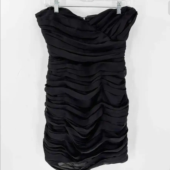 Walter By Walter Baker Black Ruched Chiffon Strapless Party Mini Dress NWT S - Picture 3 of 16